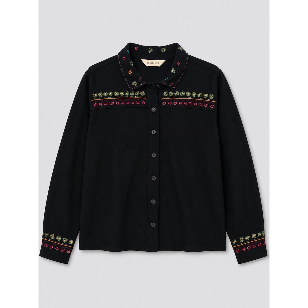 Bechamel Women's Cotton Embroidered Sequin Floral Button Down Cardigan L VTG